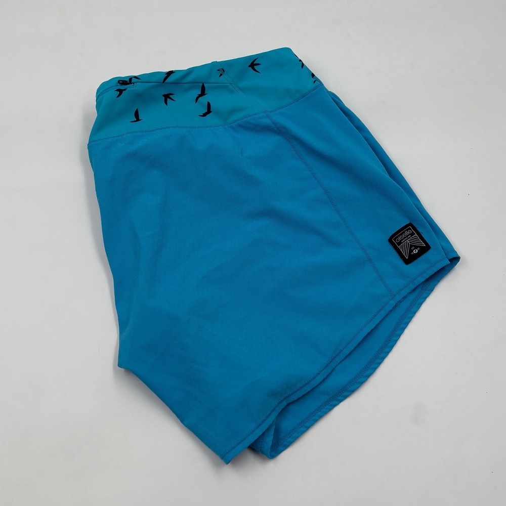 Oiselle Women's 16/18 Blue Bird Print Waistband Running Athletic Shorts